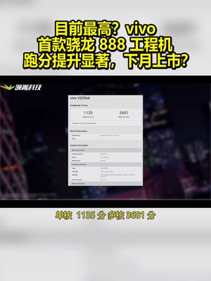 目前最高？vivo首款骁龙888工程机跑分：提升显著 下月上市？