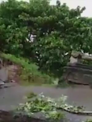 洪水已把桥梁冲坏，印度父亲仍大胆过桥，最终桥面坍塌失去妻女